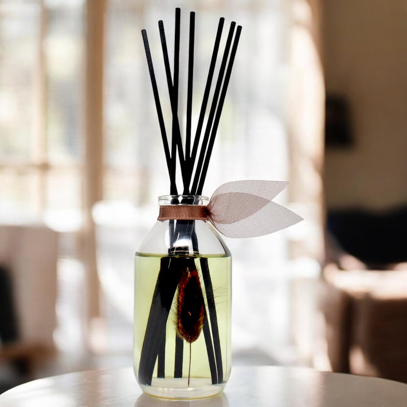 LOVSPA Reed Diffuser Set, Santal (Sandalwood) Scented Oil Diffuser with Sticks, Home Fragrance Accessories for Bathroom Shelf Decor, Aroma Diffusers for Home or Office Fall Decor, USA Made - Image 4